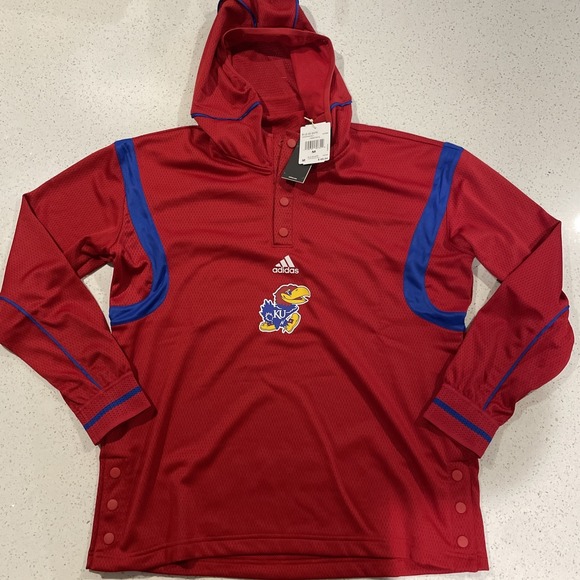adidas Other - ADIDAS KANSAS JAYHAWKS RED MESH SNAP HOODIE ADULT SIZE Medium NWT